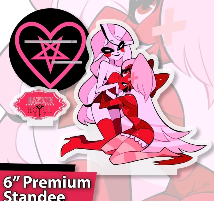 That one chaggie standee in heaven AU🎀🍎💗 #CharlieMorningstar #vaggie #chaggiefanart #chaggie #HazbinHotelFanart #hazbinhotel