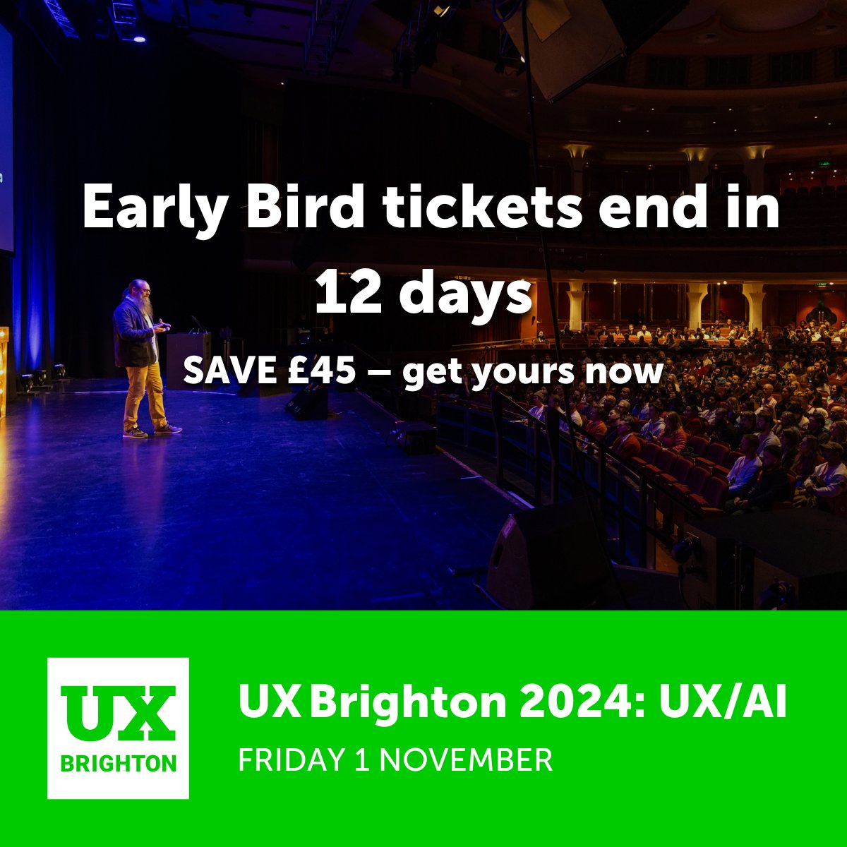 🐦 Early Bird Alert for UX Brighton 2024! Save £45.00 Now! 🐦🎉 Design enthusiasts and UX professionals, it's time to secure your spot at the forefront of user experience innovation. Unlock exclusive insights, network with industry pioneers, and propel your career forward at UX…