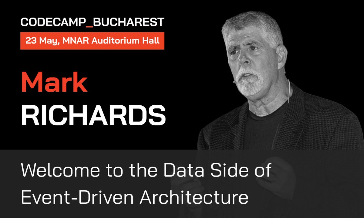 𝐌𝐚𝐫𝐤 𝐑𝐢𝐜𝐡𝐚𝐫𝐝𝐬 - 𝐒𝐩𝐞𝐚𝐤𝐞𝐫 𝐚𝐭 𝐂𝐨𝐝𝐞𝐜𝐚𝐦𝐩_𝐁𝐮𝐜𝐡𝐚𝐫𝐞𝐬𝐭 𝟐𝟎𝟐𝟒

Join him this May, in Bucharest: codecamp.ro/conferences/co… and attend his session 𝑊𝑒𝑙𝑐𝑜𝑚𝑒 𝑡𝑜 𝑡ℎ𝑒 𝐷𝑎𝑡𝑎 𝑆𝑖𝑑𝑒 𝑜𝑓 𝐸𝑣𝑒𝑛𝑡-𝐷𝑟𝑖𝑣𝑒𝑛 𝐴𝑟𝑐ℎ𝑖𝑡𝑒𝑐𝑡𝑢𝑟𝑒: