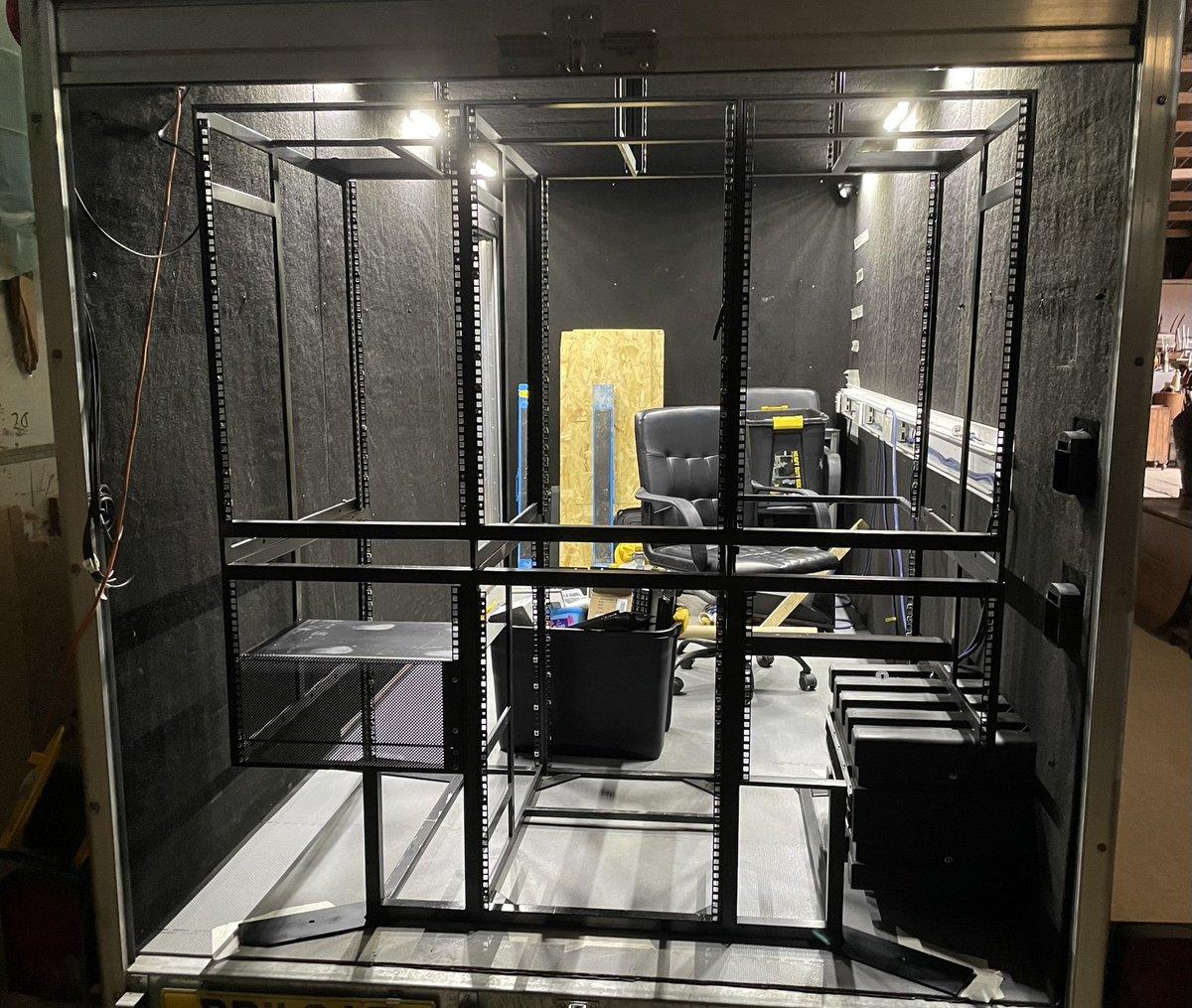 ParagonLiveLtd's tweet photo. Good progress on the new production trailer, racking and patch panel now in, not long now.

#liveu #Aviwest #starlink #4G #5G #connectivity  #livebroadcast #OBlive #livefestivals #kasat #remoteproduction  #ob #livetv #LiveStreaming #LiveEvents #LiveUplayout #bonding https://t.co/QzkwfhfC6k