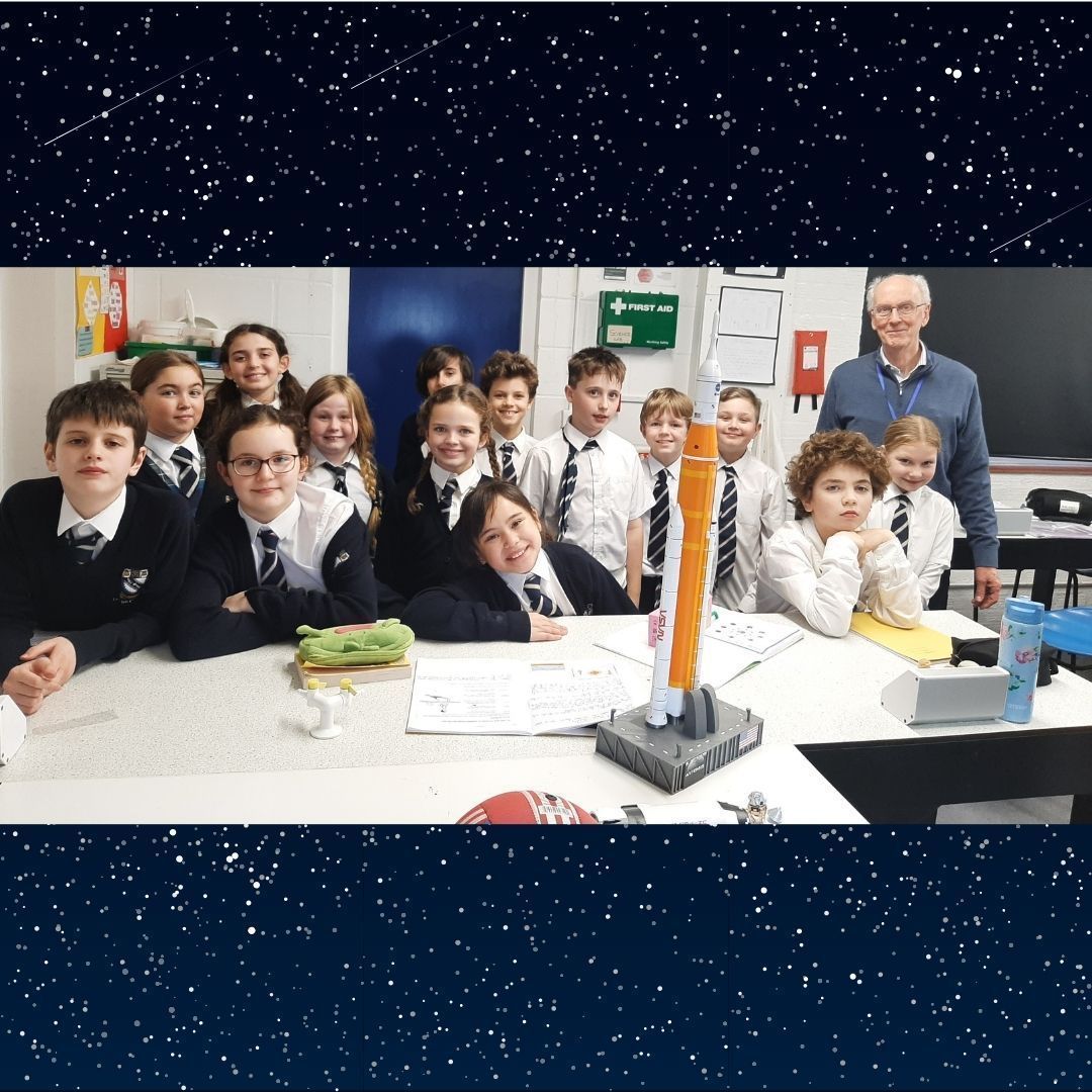 LancingPrepWthg's tweet photo. Class 5M welcomed Ethan's grandad, Mr Bramwell, who is currently studying Space Engineering @UniOfSurrey. He spoke to the children about rocket travel and how they orbit Earth, saying that they travel at a speed of 8km per second. #LPW #LancingPrepWorthing #SpaceEngineering https://t.co/7Rmg8qpiVT