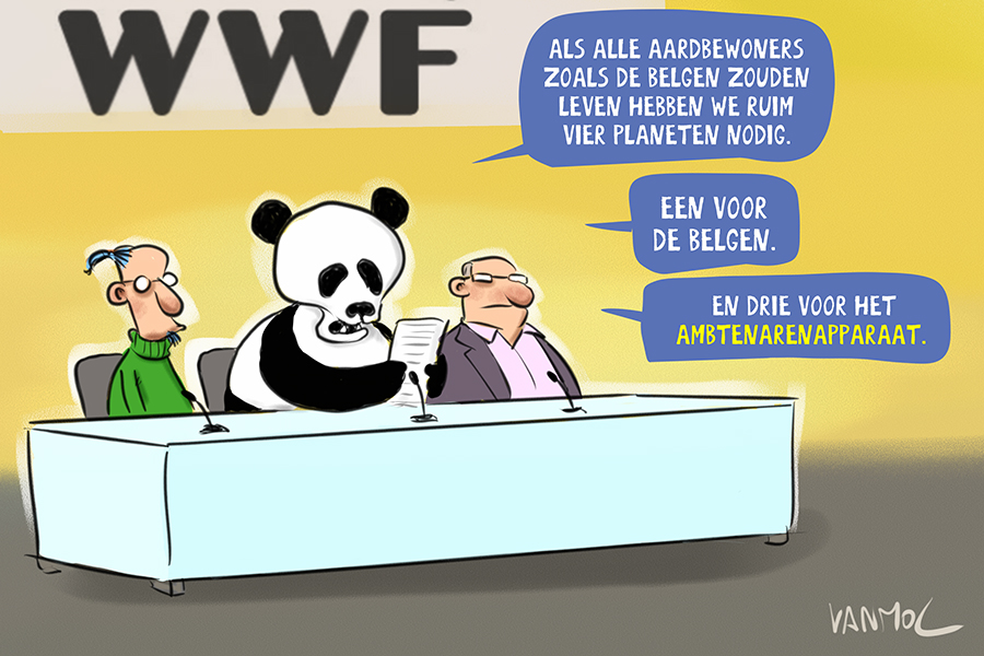 #doorbraak #vanmol #vanmoltoons #cartoon #WWF #OVERSHOOT #EarthOvershootDay #panda #loserberen