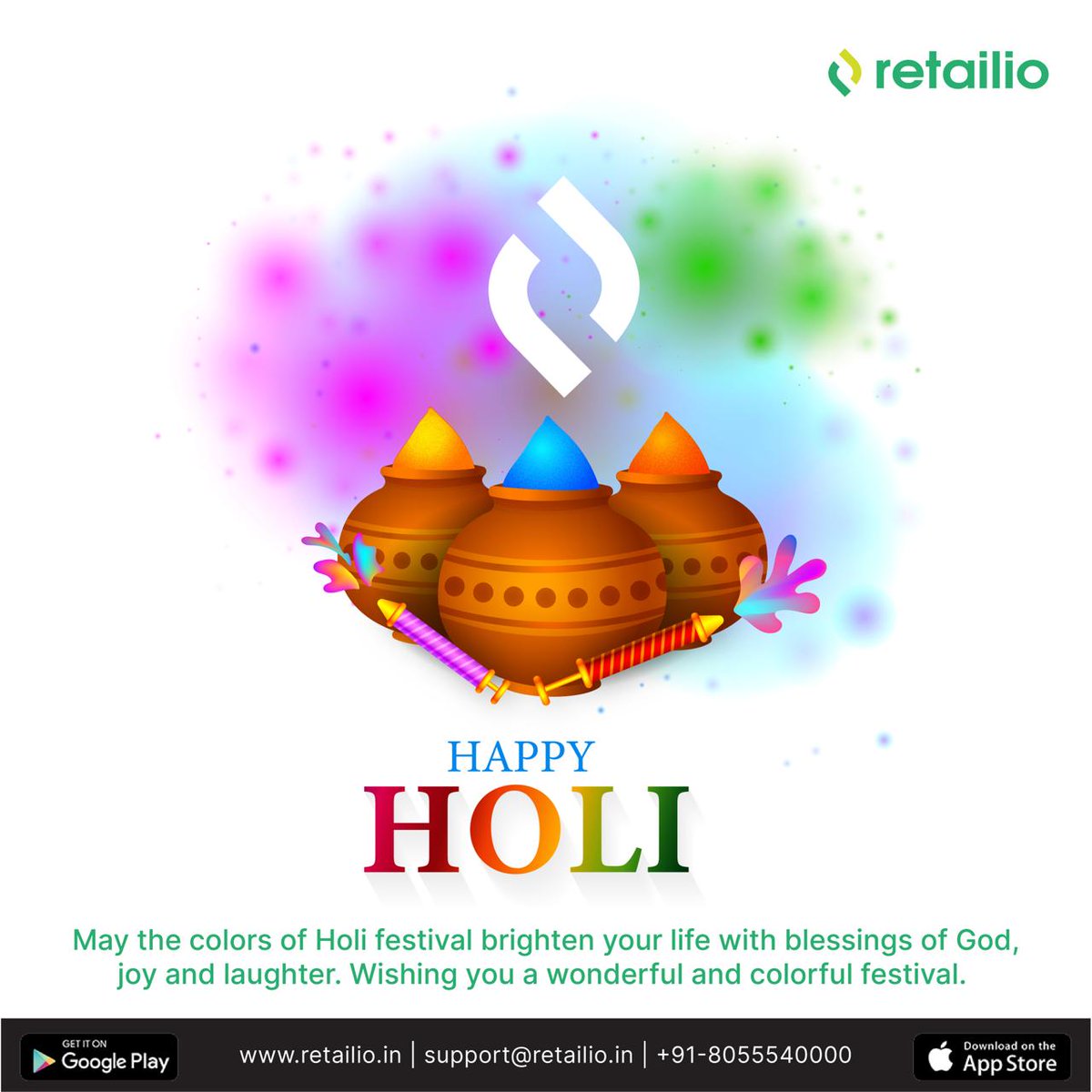 retailioapp's tweet photo. This Holi, let's celebrate the colors of health and happiness! Wishing you a safe and vibrant festival from all of us.
#HappyHoli #Retailio https://t.co/zF5nyKt0ap