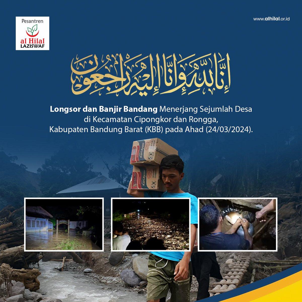 Laziswafalhilal's tweet photo. Innalillahi wa innailaihi rajiun π₯
Hujan deras pada Ahad (24/03/2024) malam mengakibatkan banjir bandang di sejumlah Desa di Kecamatan Cipongkor dan Rongga, Kabupaten Bandung Barat, Jawa Barat. Tak hanya banjir, bencana longsor pun terjadi di wilayah tersebut.
#FYI #infokbb https://t.co/u909dnw4Q1