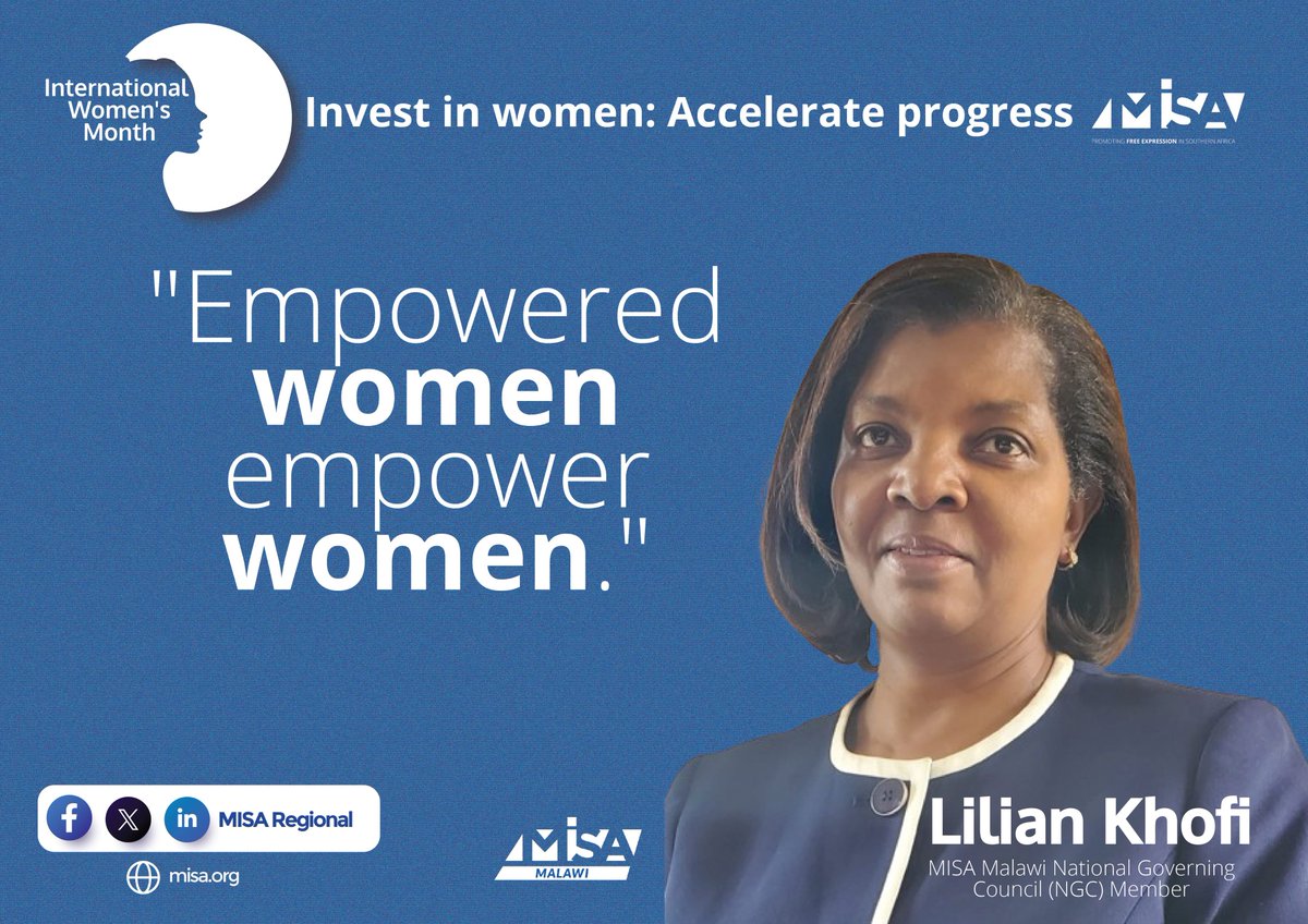 We join the rest of the world in the continued commemoration of women`s month this year. Mrs. Lilian Dziwani Khofi @misamalawi National Governing Council (NGC) member says: #HappyWomensMonth #InvestInWomen