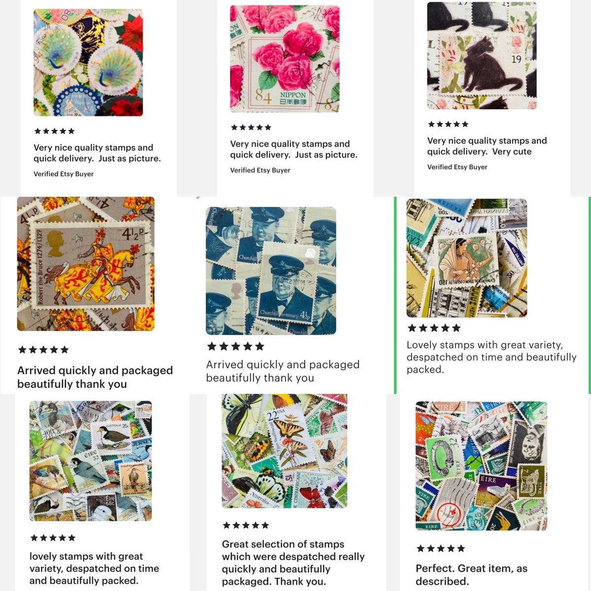 🌟🌟🌟Customer Appreciation 🌟🌟🌟Here’s some customer reviews whilst I’ve been away.  Thank you so much for loving stamps like I do and for purchasing stamps for your upcoming projects.  #craftbizparty #earlybiz #mhhsbd  #postagestamps #art  #stampart #postagestampart #philately