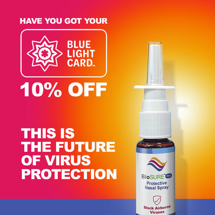 Are you a Blue Light Card Member? Get 10% Off BioSURE PRO Protective Nasal Spray. #UseTheSpray and meet the future of virus protection. #BeBioSure #SprayProtectGo #TakeControlOfYou bluelightcard.co.uk