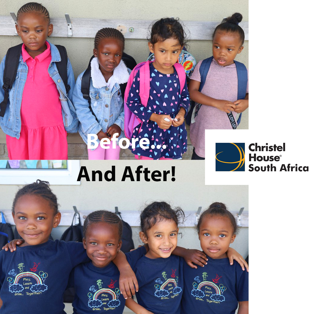 We love these photos from Christel House South Africa. Before, four Pre-K students on their first day of school. The after picture was taken more recently. These smiles are just the start. There are so many opportunities and learning adventures ahead. #ChangingLifeOutcomes