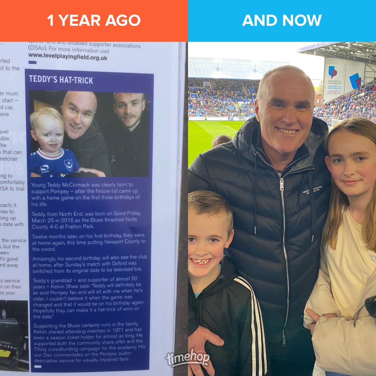 Happy 8th Birthday Ted. Incidentally #Pompey did get the hat trick we beat Oxford 3-0…A certain John Mousinho in the Oxford ranks that day 🔵⚽️