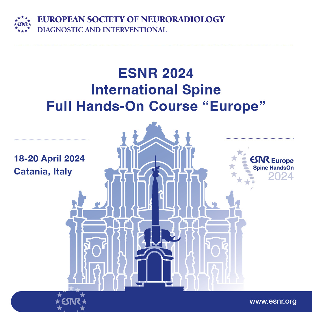 FULL HANDS ON Course in #Spine Interventional Neuroradiology 🗺️Catania 🇮🇹 📆 18-20 April 2024 Info here: esnr.org/en/news/spine-… #Neurorad #ThisIsESNR