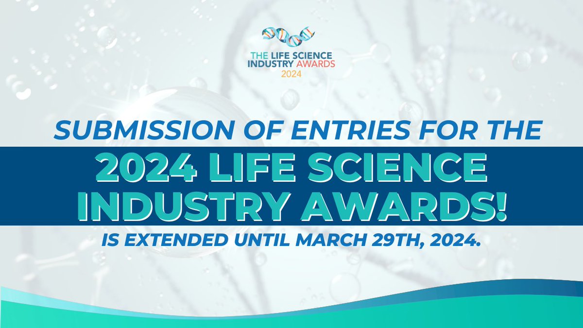 📣Big news! The Life Science Industry Awards 2024 entry deadline is EXTENDED to March 29th, 2024!

Submit your entries now: bis-administration.web.app/entrant/regist… 

#LSIAwardsIRL #LifeScienceIndustry #LifeScienceIndustryIRL