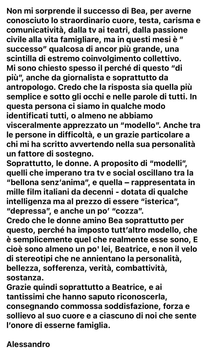 Buongiorno così. Grazie Alessandro. #beatriceluzzi #GrandeFratello #iostoconbea