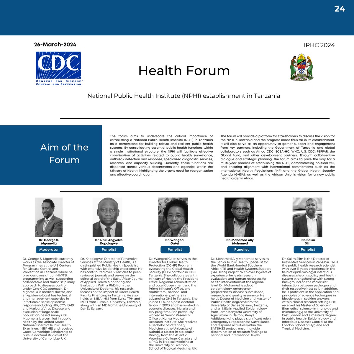 Happy to attend the 1st International Primary Healthcare Conference organized by @ortamisemitz. CDC in collaboration with @wizara_afyatz will host a forum on March 26, 2p.m. to discuss updates on the establishment of the National Public Health Institute in Tanzania. #KaribuniSana