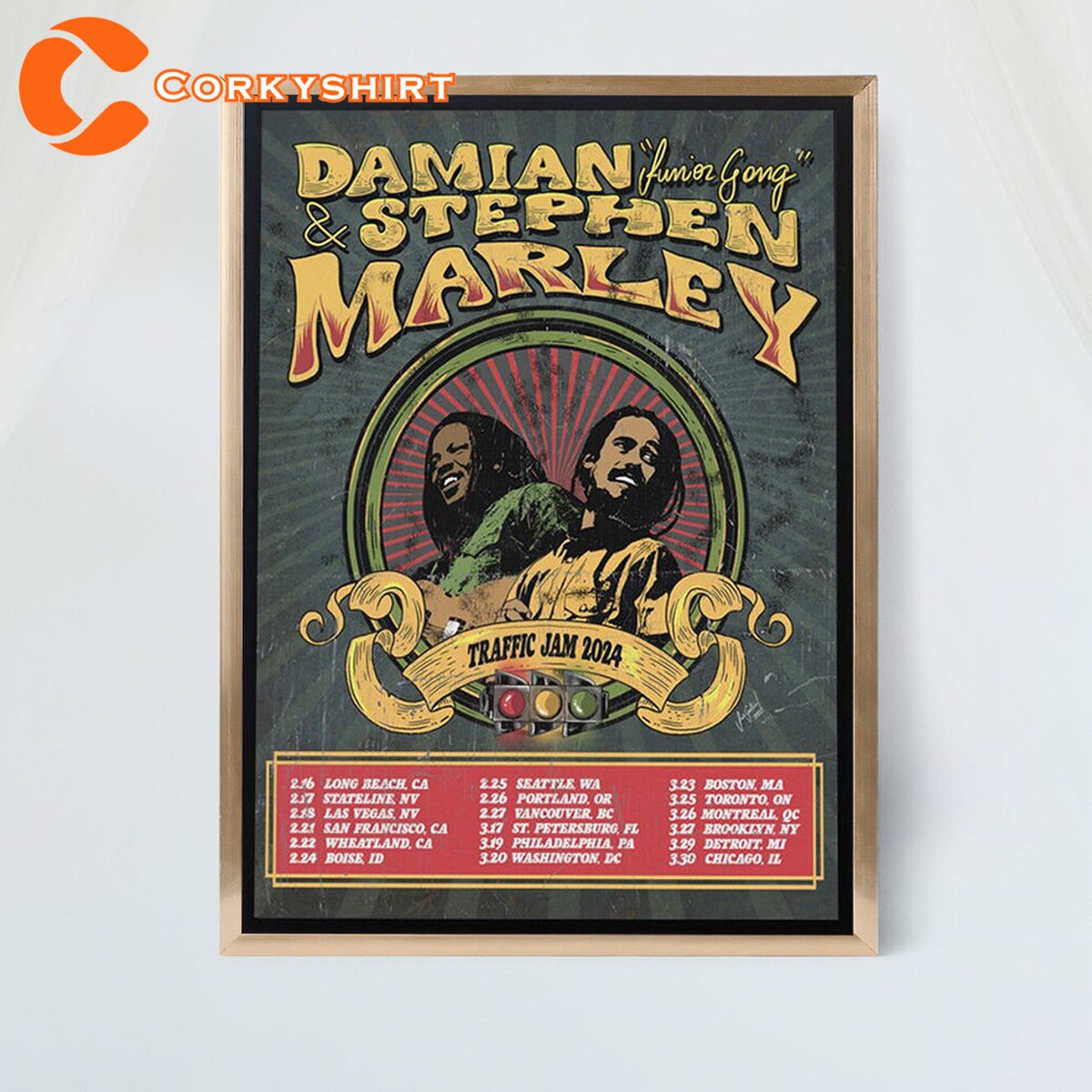 Witness Damian Marley and Stephen Marley on Traffic Jam Tour 2024 with Traffic Jam Marley Brothers Tour Poster. Enjoy unforgettable music journey!
corkyshirt.com/traffic-jam-ma…
#Music #DamianMarley #StephenMarley #TrafficJamTour #Corkyshirt