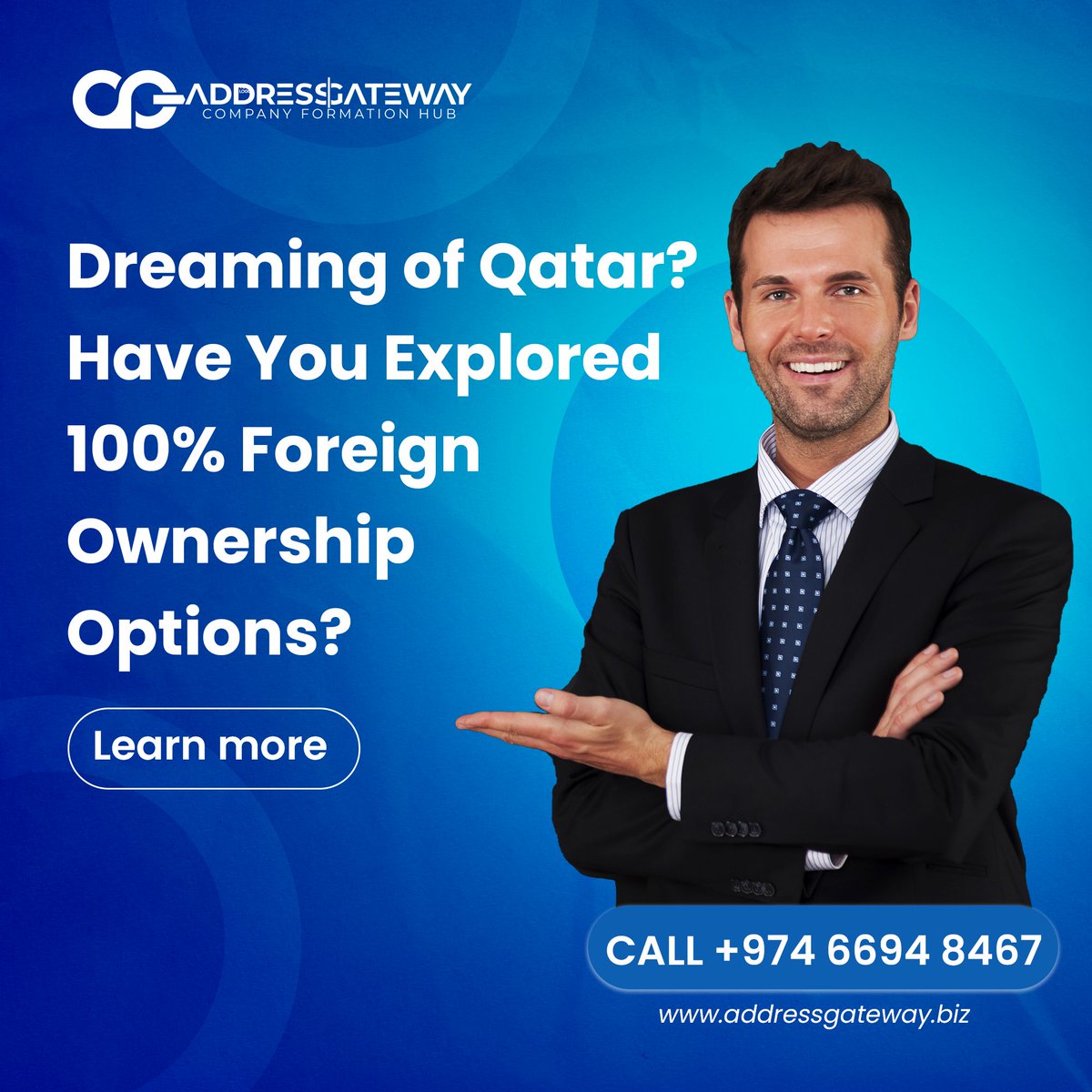 Empower your expansion ambitions in Qatar with a 100% foreign-owned venture, unlocking boundless possibilities. #QatarGrowth #GlobalVenture  #addressgatewayqatar #100%foreignownership #qatar