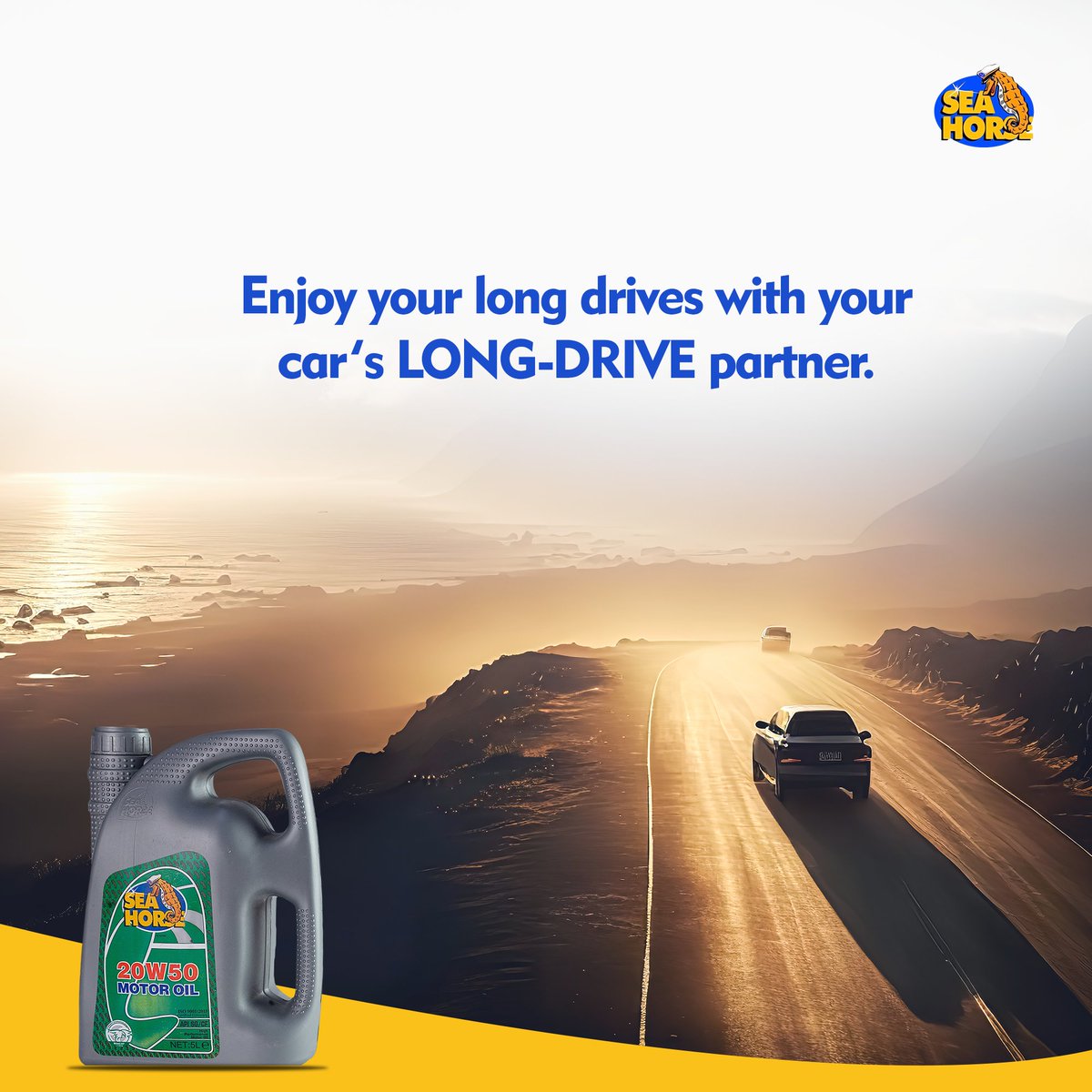 Embark on endless journeys with your car's ultimate driving companion – your perfect partner for long drives.

#MotorOil #CarCare #Maintenance #MotorLubricants #EngineOil #QualityOil #SeaHorseLubricants #ThePowerOfYourDrive