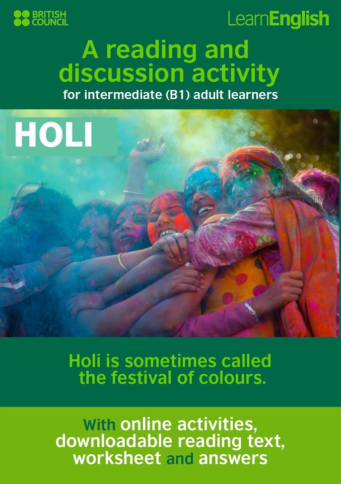 Holi is sometimes called the festival of colours. It looks absolutely amazing!🌈 Find out more about this very special springtime festival in this article. 👉 bit.ly/Reading-Holi #HappyHoli #Holi2024 #LearnEnglish #learningenglish