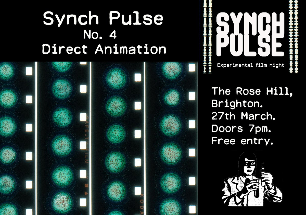 The next Synch Pulse experimental film programme is screening this Wednesday evening in Brighton, with a packed programme of 18 short direct animation films spanning a period from the 1940s up to 2022. therosehill.co.uk/events/synch-p…