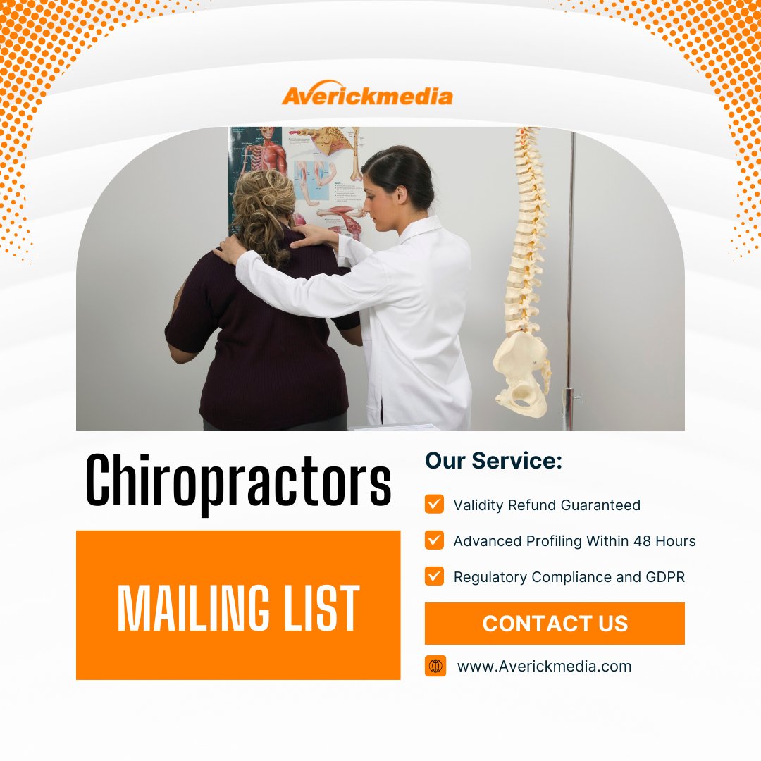 Grow Your Business: Tap into Our Verified Chiropractors Mailing List

averickmedia.com/healthcare/chi…

#averickmedia #chiropractors #emaillist #EmailMarketing #b2b #Sales #Servicetweet #Contact #businesstips #NewYorkers