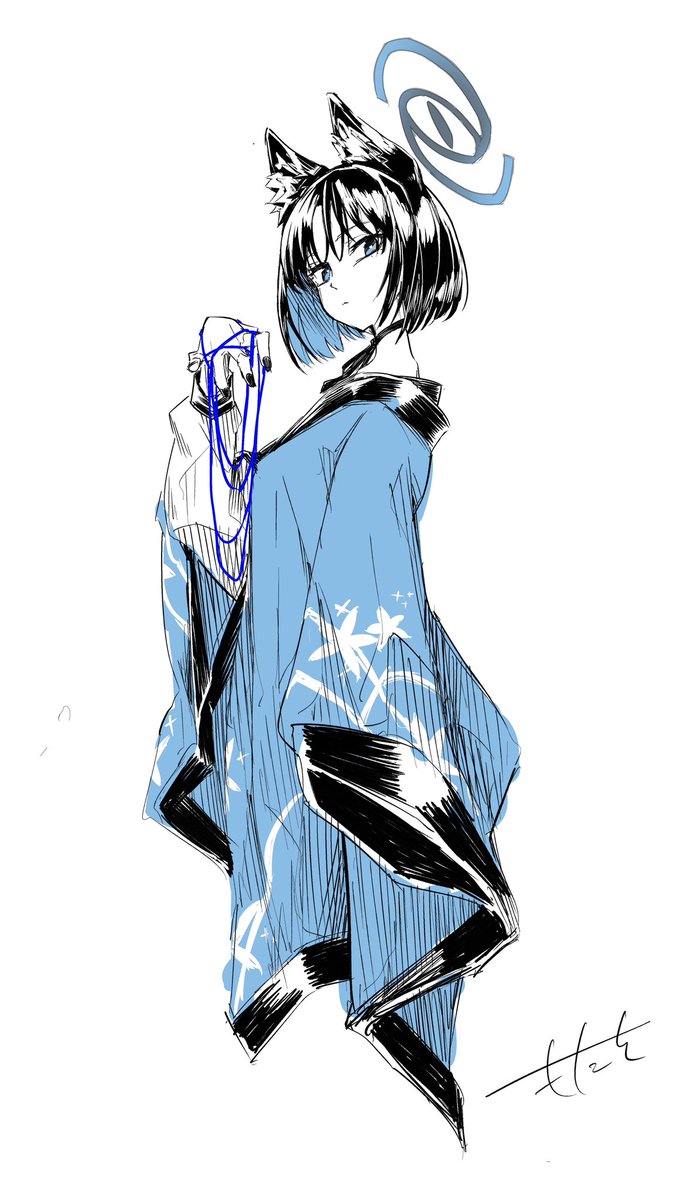 kikyou (blue archive) 1girl solo looking at viewer short hair blue eyes simple background black hair  illustration images
