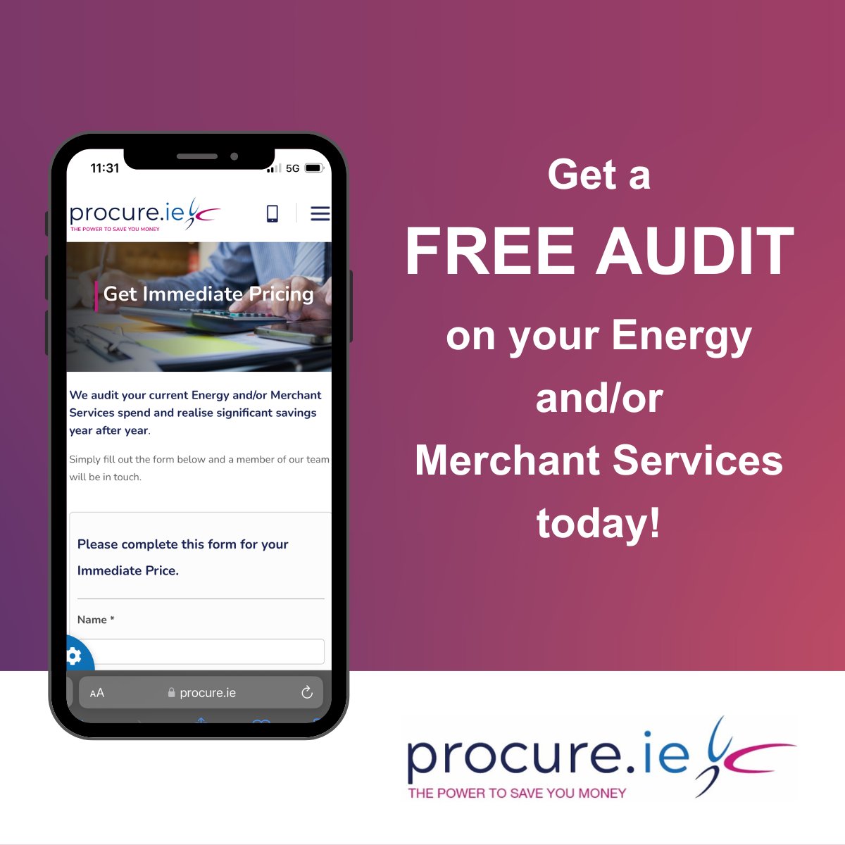 procure_ie's tweet image. Unlock potential savings on your energy and merchant costs with Procure.ie .

To receive a complimentary audit for your business, please fill out the form below and one of our dedicated team will be in touch to help you.

procure.ie/free-audit