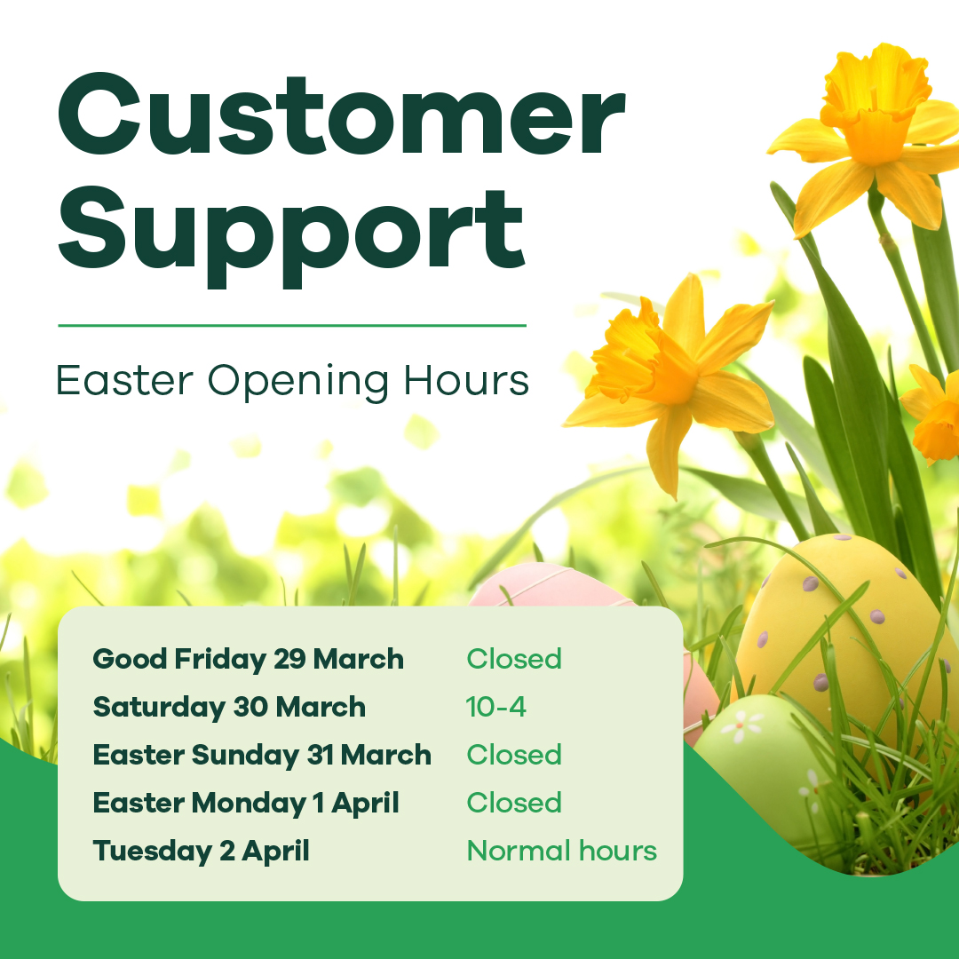 Should you need our Customer Support Team over the weekend, please bear in mind the following opening hours 🐣 Installations will continue as usual over the bank holidays, plus our on-call Technical Support and Engineering Team will continue to monitor our network 24/7.