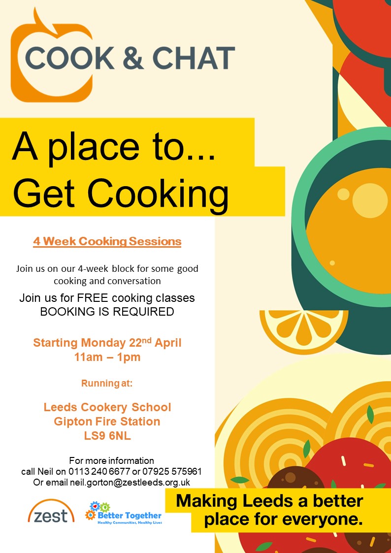 Booking is now open for the next round of Cook and Chat sessions with Neil at the @OldFireStaLS9, starting on the 22nd of April! Get in touch for some good cooking and great conversation! #leeds #leedslife #leedsfood #leedscommunity #leedscommunity #ukcharity #smallcharity