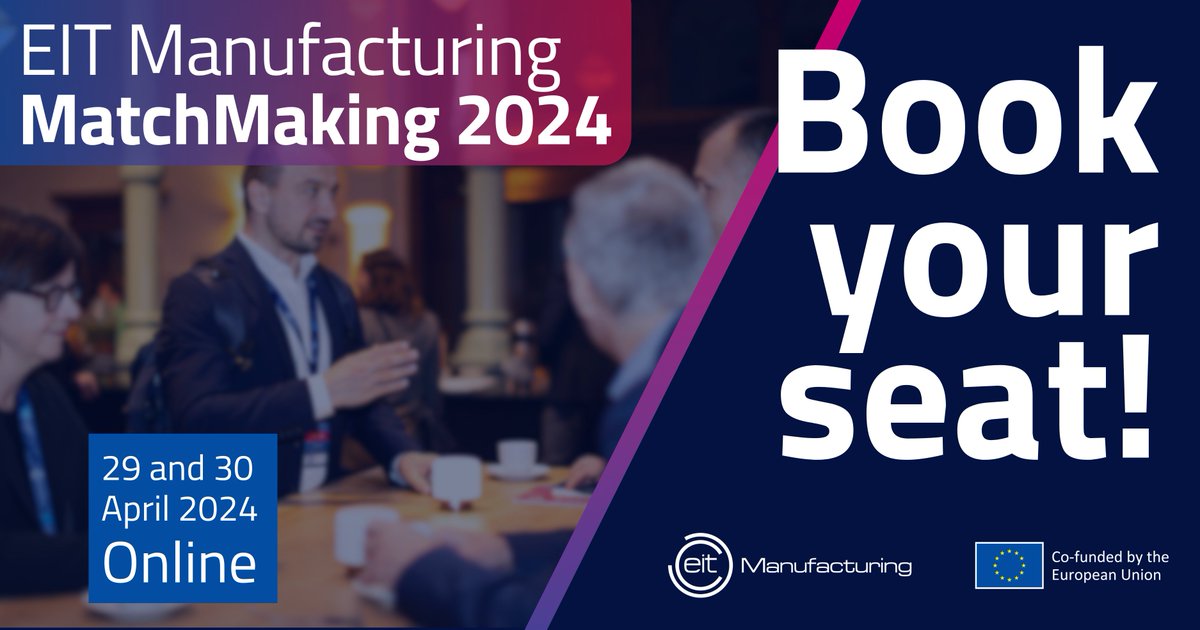🤝 Reserve Your Seat For #Matchmaking which will take place #online on 29 and 30 April. 🗂 Get an overview of the Call for Proposal 2025 🤝  Schedule your networking opportunities via 1:1 meetings  💬 Ask questions about the Call Register here: …tmanufacturing-matchmaking.b2match.io
