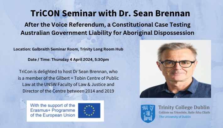 TCD Law School (@tcdlawschool) on Twitter photo <a href="/TriCONDublin/">TriCON</a> is delighted host a seminar with Dr.
<a href="/_sbrennan/">Sean Brennan</a> from <a href="/UNSWLaw/">UNSW Law & Justice</a> on Thursday, 4 April 2024 in the Galbraith Seminar Room, <a href="/TLRHub/">Trinity Long Room Hub</a> at 5:30pm. tcd.ie/law/news-event… <a href="/TriCONDublin/">TriCON</a> is delighted host a seminar with Dr.
<a href="/_sbrennan/">Sean Brennan</a> from <a href="/UNSWLaw/">UNSW Law & Justice</a> on Thursday, 4 April 2024 in the Galbraith Seminar Room, <a href="/TLRHub/">Trinity Long Room Hub</a> at 5:30pm. tcd.ie/law/news-event…