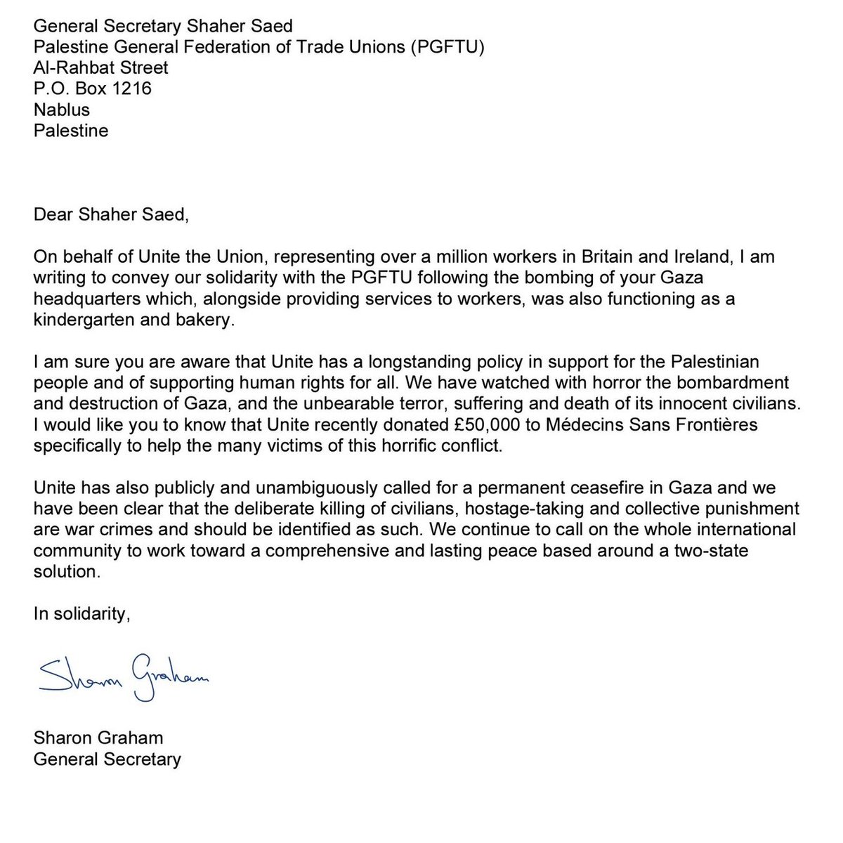 .<a href="/unitetheunion/">Unite the union: join a union</a> stands in solidarity with the PGFTU and its members.