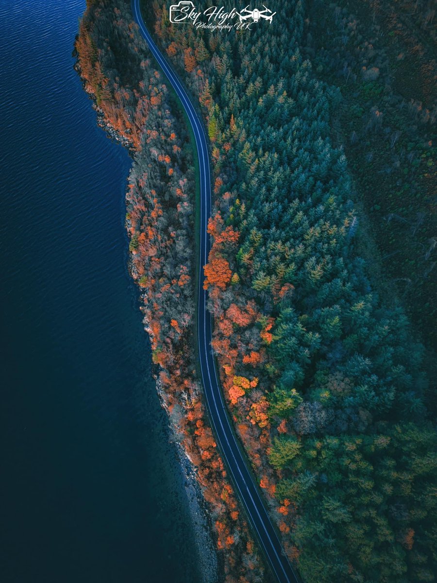 Autumn road to Fort William by Mike McMahon 🍂 'After a day out photographing Glencoe I couldn’t help but to stop the car and send the drone up to capture the autumn colours.' 📷 IG/skyhighphotographyuk 📍 A82 beside Loch Linnhe @TGOMagazine @tecnomobile #TGBPW