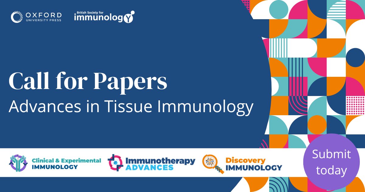 📢 #CallForPapers: Advances in tissue #immunology

We're collaborating with our @britsocimm sibling journals @IMTadvances & @discovimmunol for a Special Collection exploring the variety & functions of immune cells in different tissues

Read more & submit 👉bit.ly/3M1vT9t