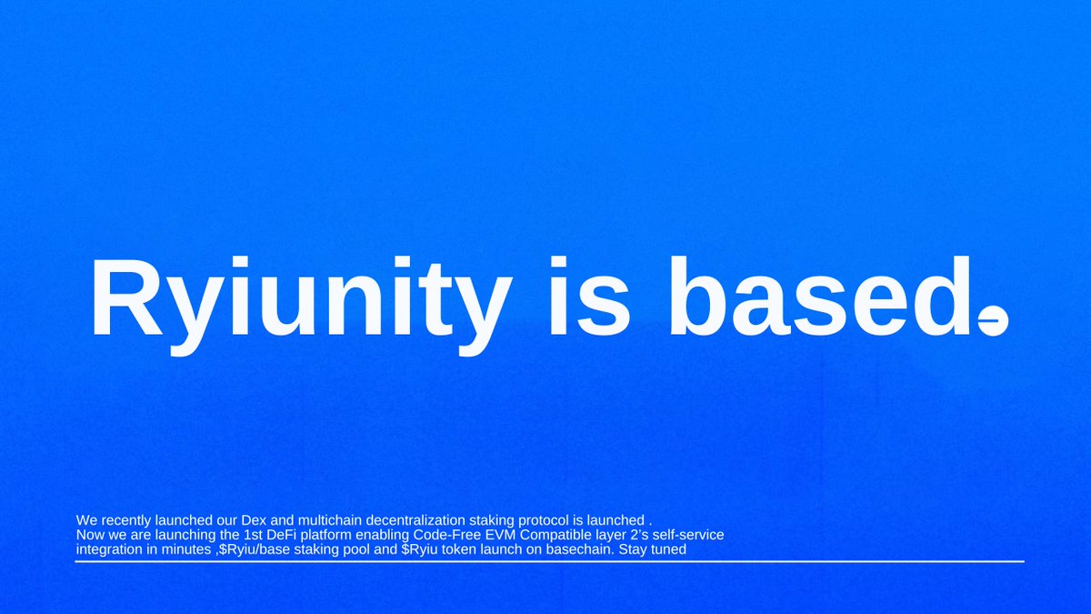 DEFIDASH_'s tweet image. Ryiunity is based 🔵

▫️After the successful rollout of our wallet manager, auto-staking protocol, and mobile wallet on #base we're now gearing up to launch Unity-connect &amp;amp; our native token $Ryiu on #basechain too.

Stay tuned for dates!
#Ryiunity #onchain
