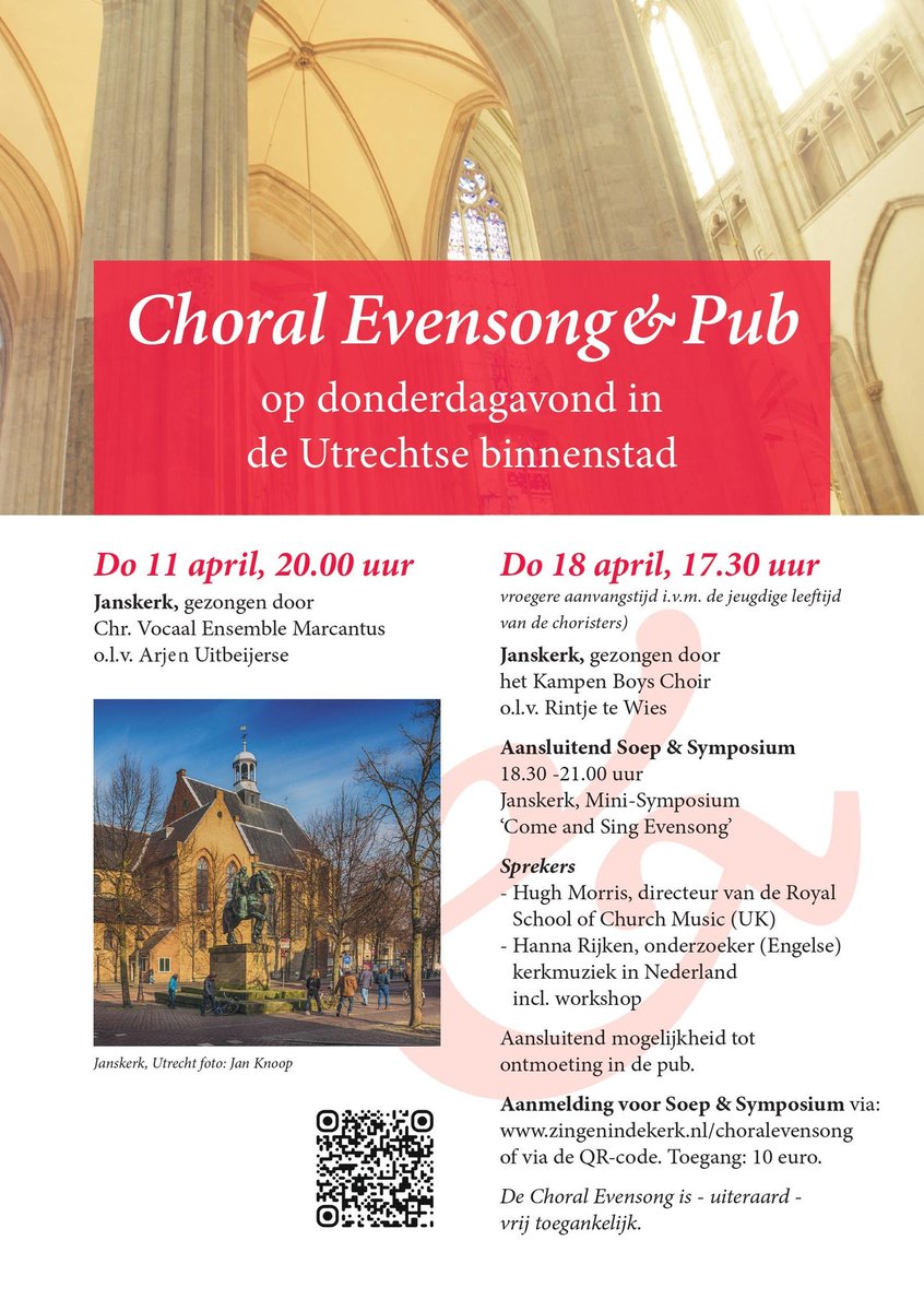 Vanaf april weer Choral Evensong & Pub in Utrecht. Mooi!