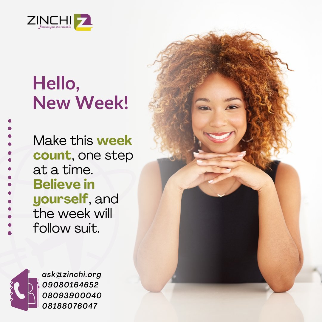 zinchi_int's tweet image. #HelloNewWeek! Make it EPIC!  Small steps lead to big results.  Believe in yourself &amp;amp; watch your dreams unfold. ✨  #StudyAbroad &amp;amp; #Immigration made easy with Zinchi!    DM for a free consultation!  #IELTS #GRE #SAT #Nigeria #Education