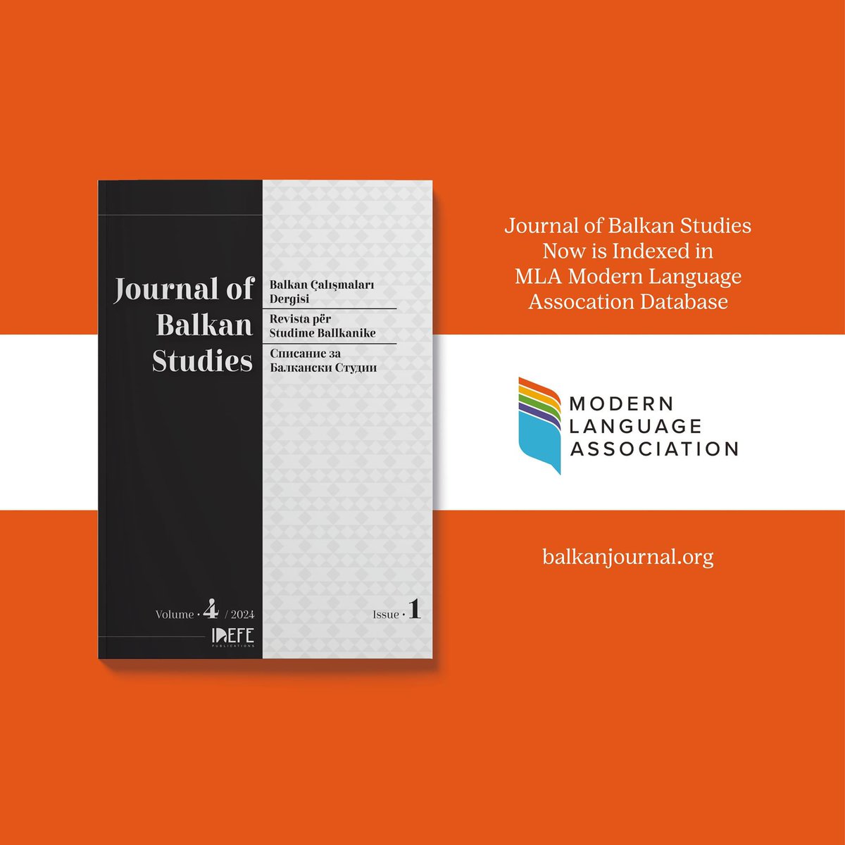 BalkanStudies's tweet photo. Journal of Balkan Studies Now is Indexed in MLA Modern Language Assocation Database. https://t.co/QXZyzDt4M1