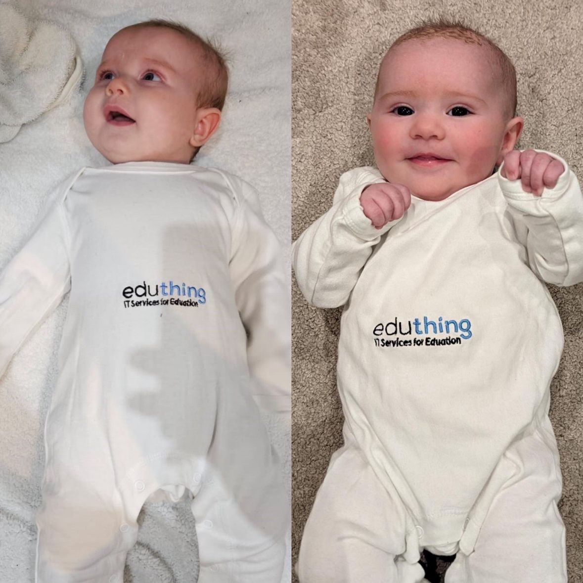 Back in January, we mentioned that we were experiencing a baby boom in team eduthing. So of course we had to make sure our new recruits where uniform ready as soon as they entered the world. So on this grey Monday morning we wanted to share the cuteness with you all ❤️