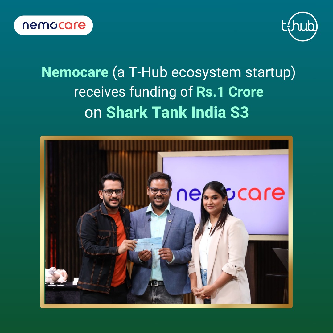 Congratulations to @NeMo_care for raising a remarkable amount of funding of Rs. 1 crore at Shark Tank India! @NeMo_care's innovative approaches are empowering patients and healthcare providers alike. #InnovateWithTHub