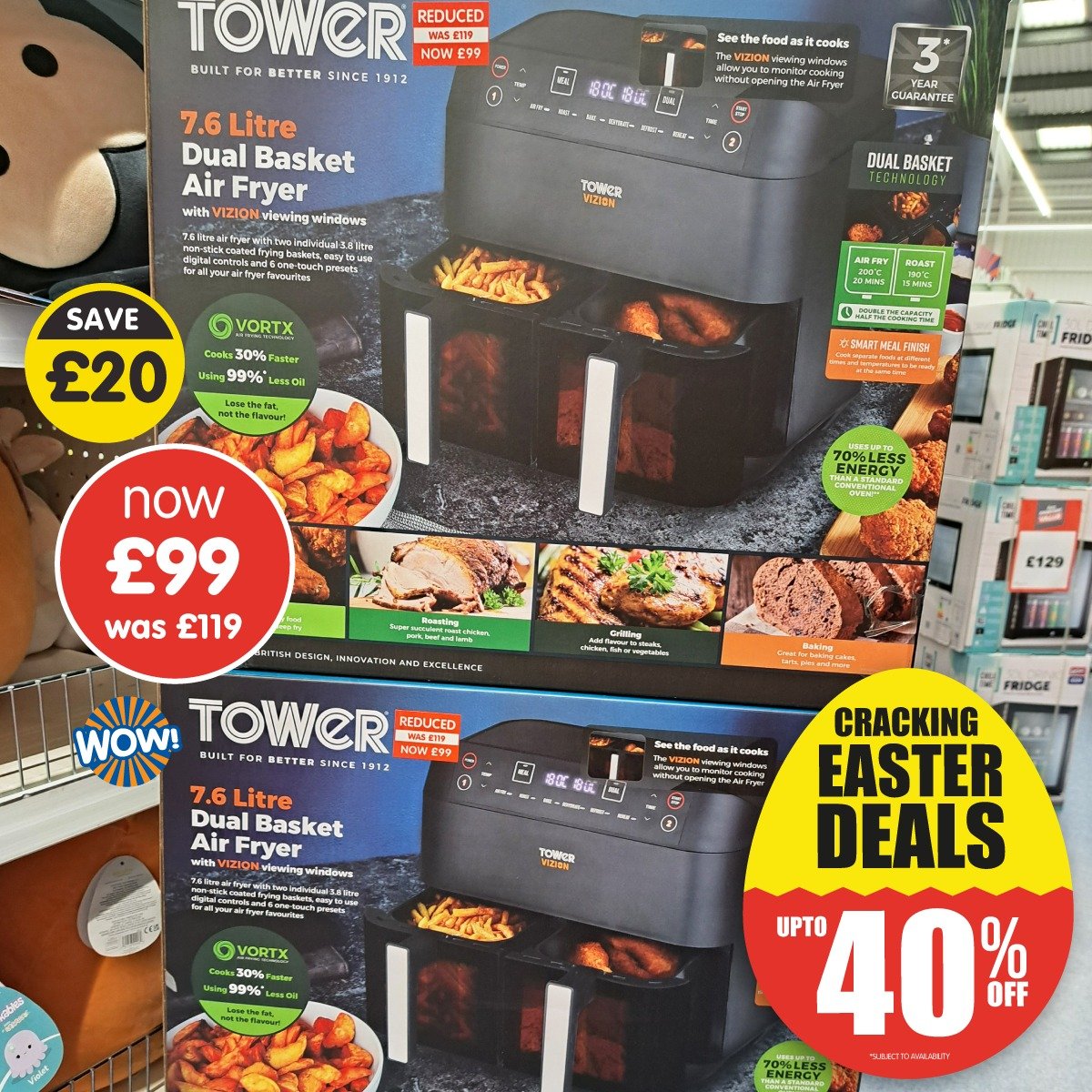 Get ready to elevate your cooking game this Easter! 🐣 Grab our top-notch #Tower dual air fryer from @bmstores for just £99. Hurry up and save £20 before this amazing deal ends! 🎉🔥 
#EasterSavings #CookingJustGotEasier