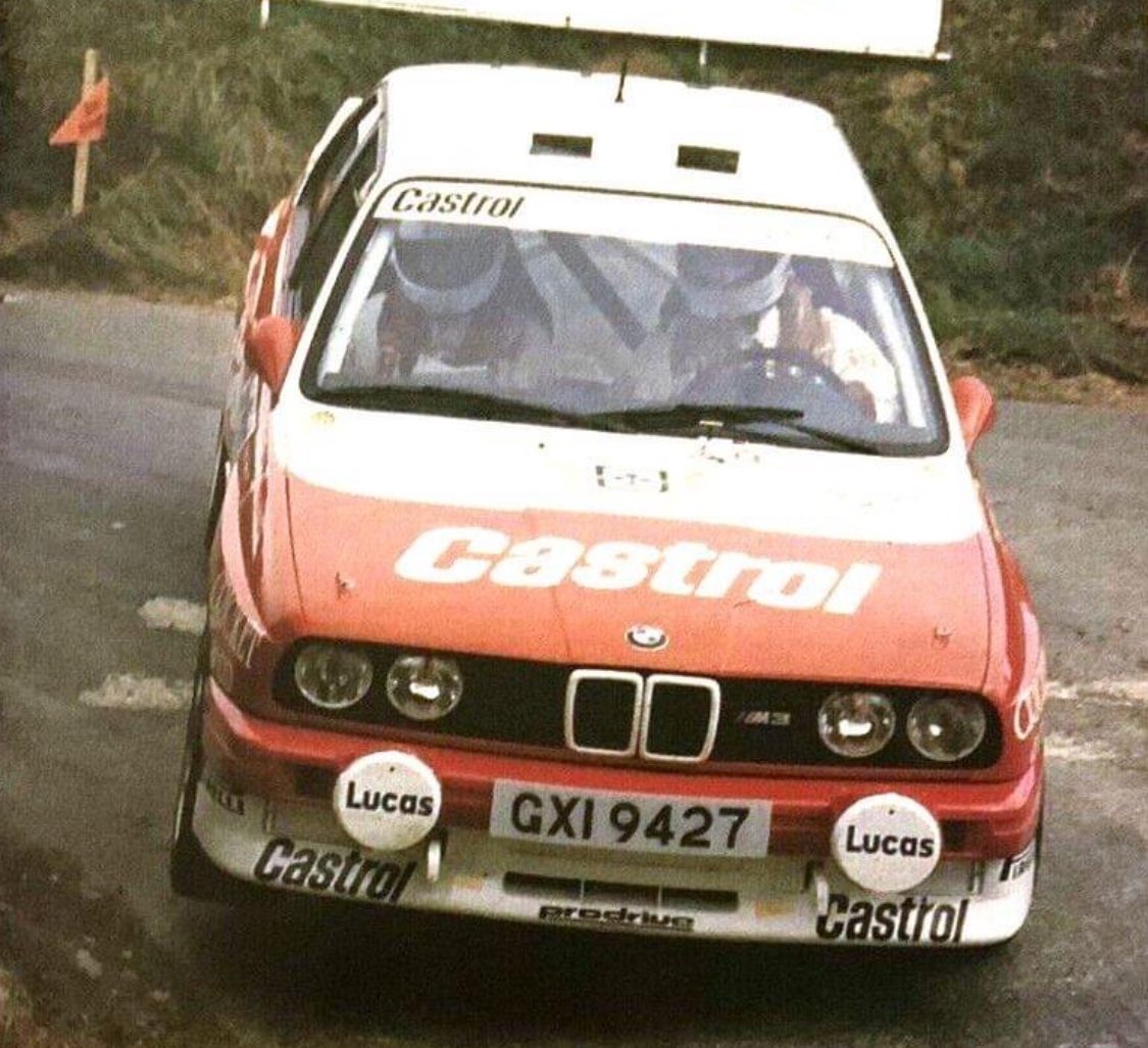 1988 Tudor Webasto Manx International Rally Car 2 Patrick Snijers and Dany Colebunders in their Bastos backed BMW M3 E30. The crew would win the event overall by 31secs over McRae and Arthur. 📸 N/S 😞 @OfficialWRC @BMW @RallyIsleOfMan