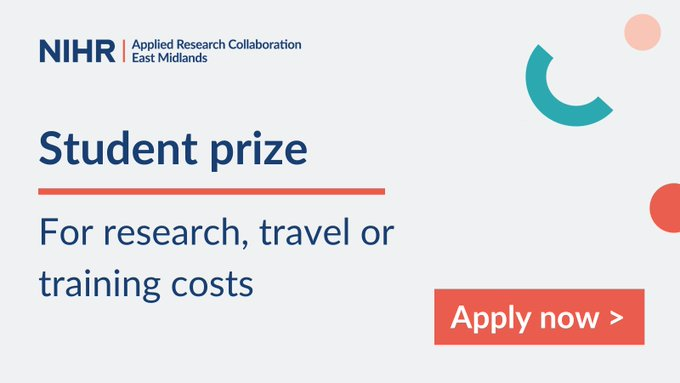 🏆 Applications for our student prize are now open! ▪️ Calling all #PhD/MD students in the #EastMidlands ▪️ Eligibility: Funded by or supervisor linked to @ARC_EM ▪️ Win up to £500 for research, travel or training costs Apply by 19 May 24: arc-em.nihr.ac.uk/news-events/ne… @kamleshkhunti