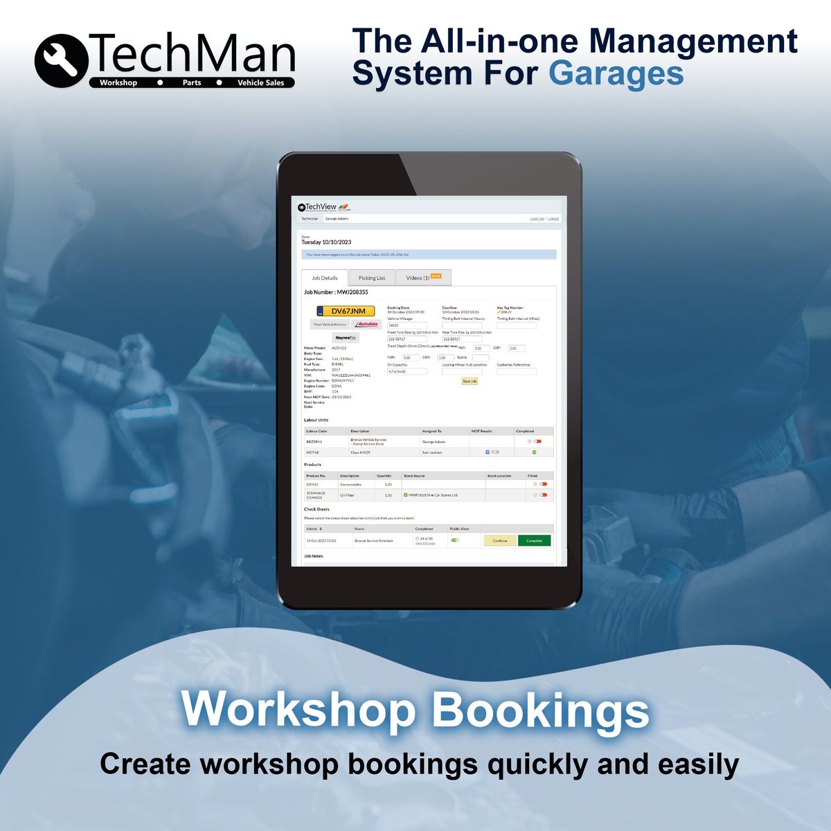 Streamline your workshop operations with TechMan's booking system!

Create and confirm bookings, capture essential customer details, and manage product stock levels, all in one place.

Request your FREE demo here: techmangms.com/features/works…

#TechMan #GarageManagement