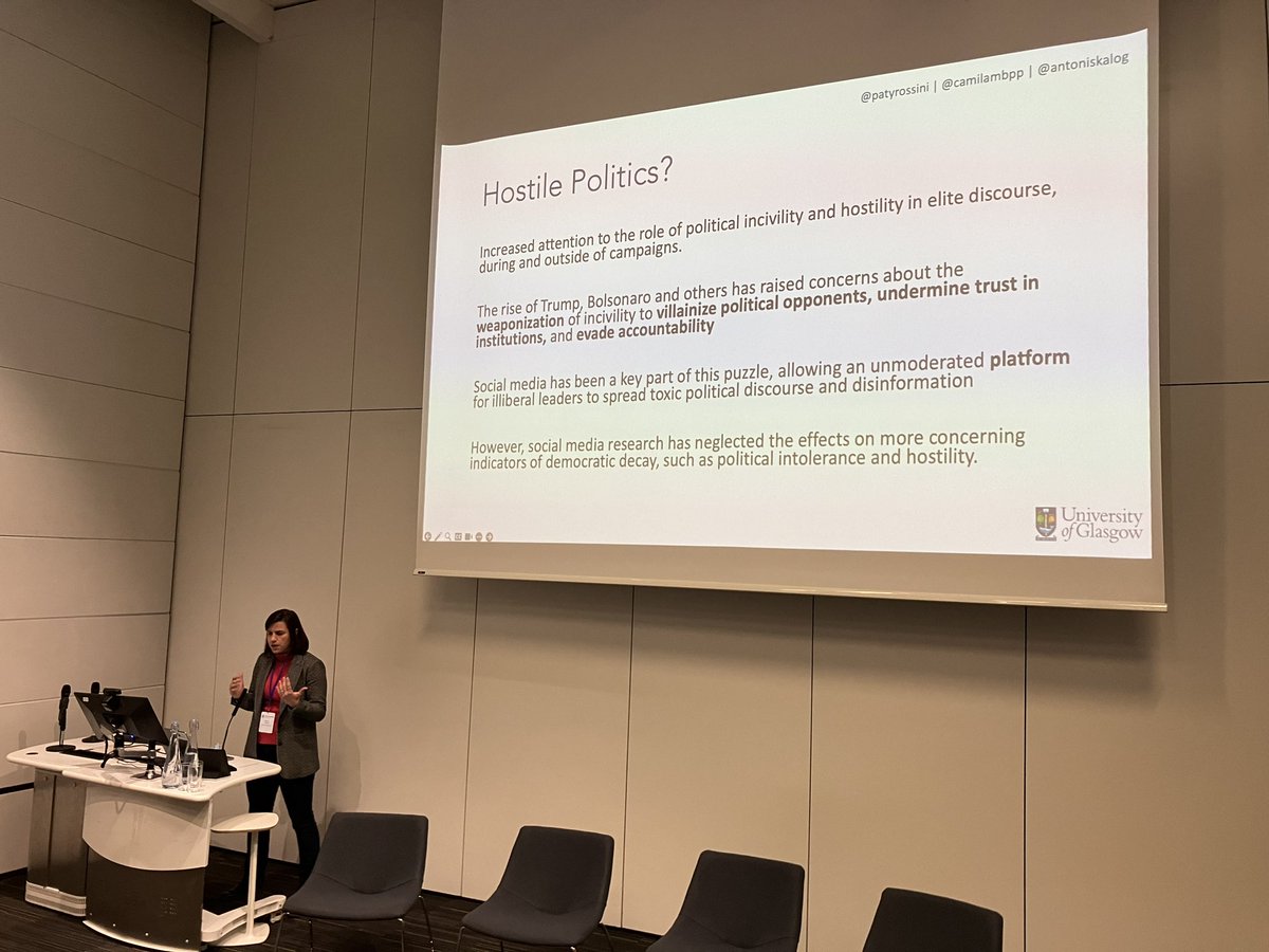 Now on #PSA24, @patyrossini is presenting our paper (with @antoniskalog) about antecedents of political hostility, polarization, and intolerance in the 2022 🇧🇷 elections