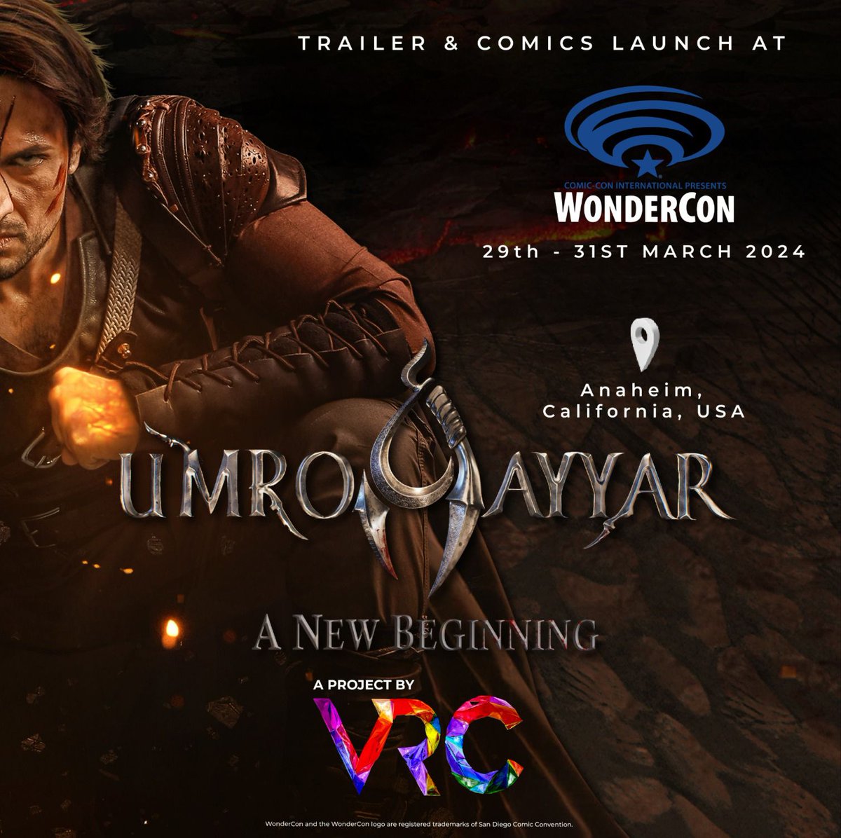 We are thrilled to announce that "Umro Ayyar -A New Beginning" will be the first Pakistani film from the subcontinent to be featured at Wonder-Con organized by Comic-Con International.
See you at Wonder-Con!
#UmroayyarANewBeginning #VRChiliProduction  #عمروعیار #WonderCon