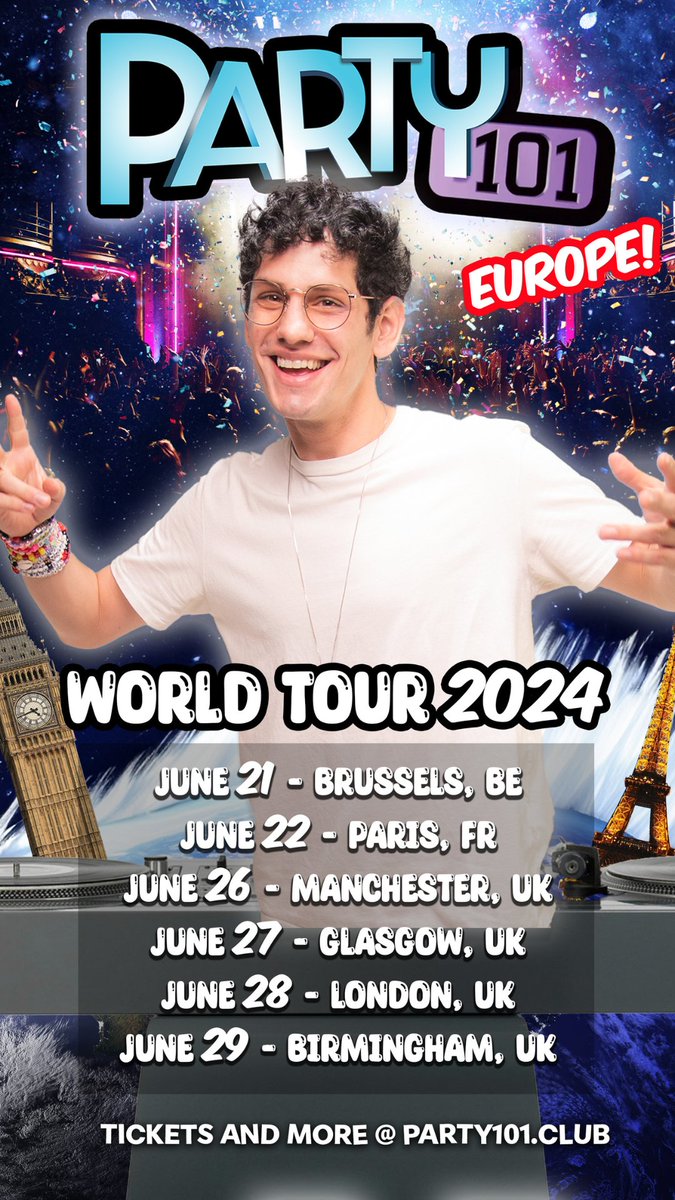 📢@MattBennett's #PARTY101 came to life in 2022 at Nickelodeon and has sold-out shows from the United States all the way to England. Now, Party101 heads to Troxy and tickets go on sale 28th March at 10am 😉👇 Sign up here link.dice.fm/ia3f6e0d65a7 #mattbennett #londongigs