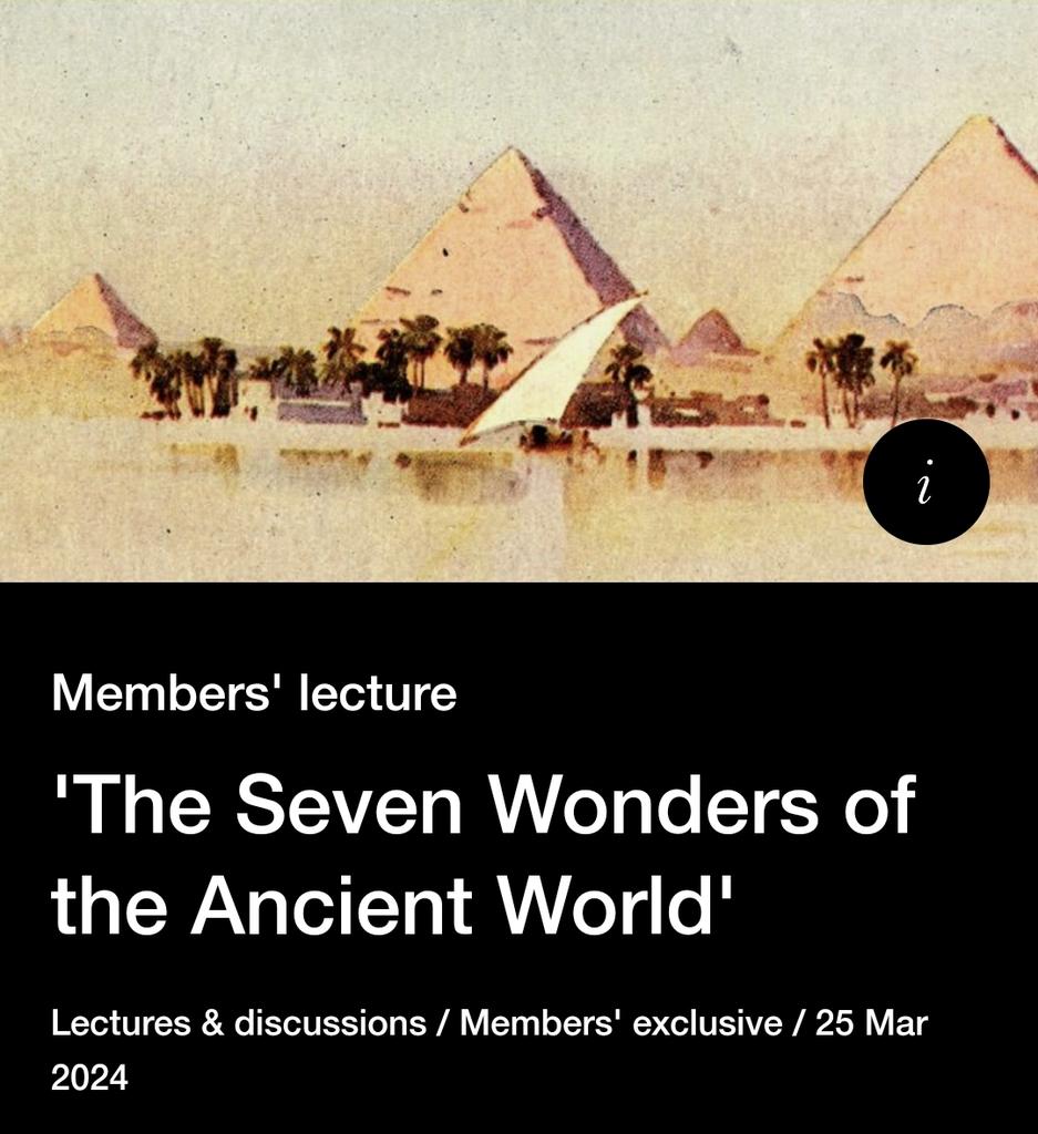 I'll be interviewing @bettany_hughes at the @britishmuseum tonight, 18.30 - 19.30 GMT. In person tickets sold out but you can still join us on zoom! The Ancient Wonders of the World - britishmuseum.org/events/seven-w…