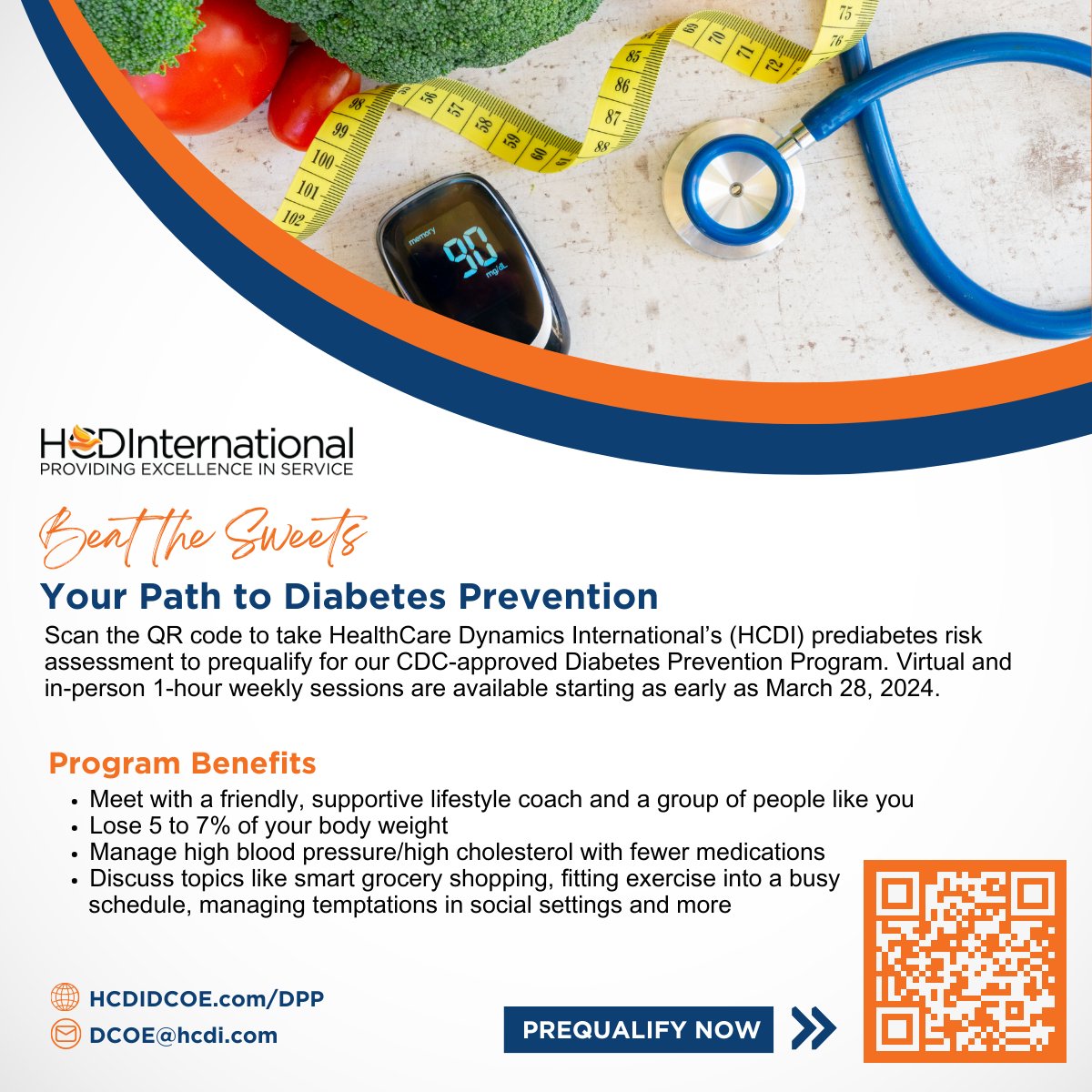 HCDI_Inc's tweet image. 🧡We are seeking Marylanders who are at risk for #diabetes to join our #DiabetesPreventionProgram.  Take our Prediabetes Risk Assessment to prequalify and get connected to an HCDI representative today to learn more! Scan the QR code or go to ow.ly/x4Qi50QW5zf  #Maryland
