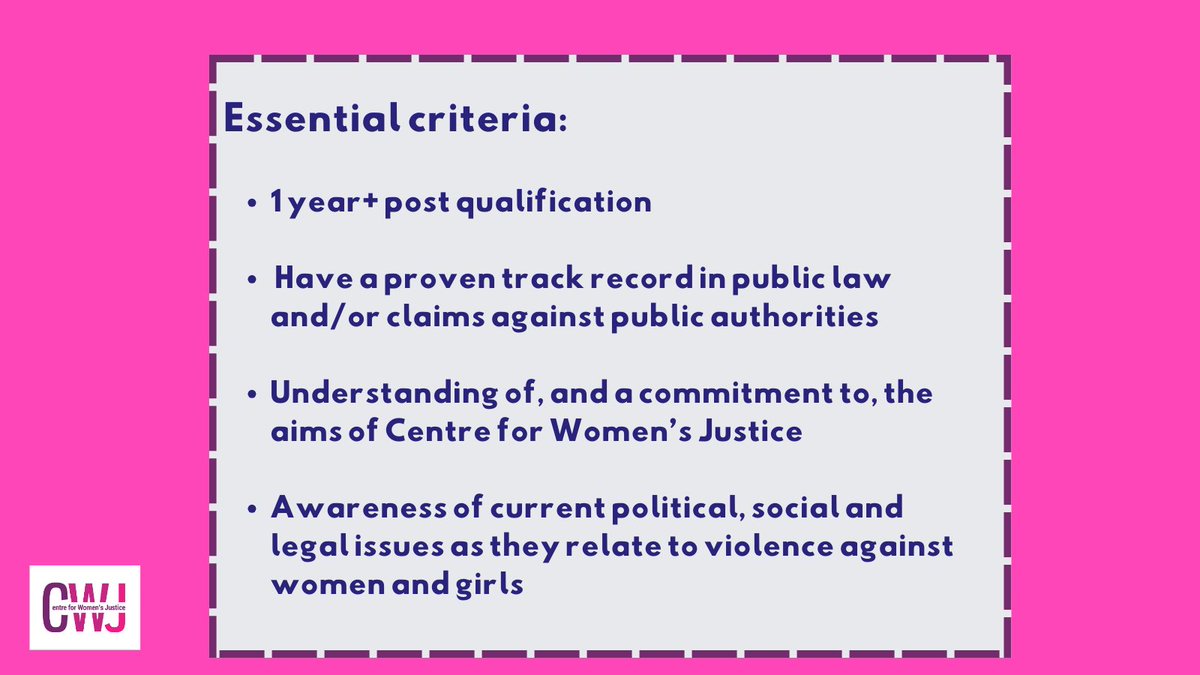 Are you a feminist lawyer? We are currently open to expressions of interest from lawyers who would like to join the CWJ team. For details: ow.ly/t6sB50QXWYq