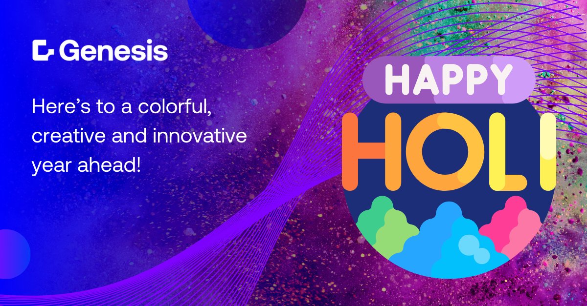 To everyone who's celebrating, we'd like to wish you a vibrant Holi. May this festival of colour, love and spring bring you success, growth and prosperity . #HappyHoli #GenesisGlobal
