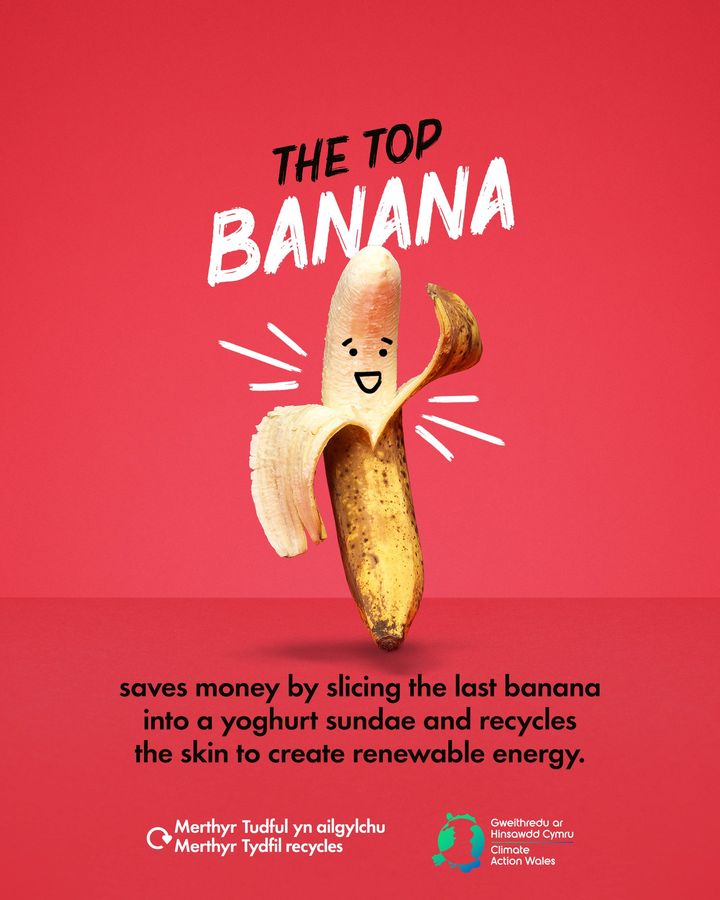 #BeMightyRecycle 90% of us agree that food should never go in the rubbish 🍌 Put the last banana into a yoghurt sundae & recycle the skin to help create green energy. Save money & make your food go further with #WalesRecycles top tips ♻️💙👇 merthyr.gov.uk/news-and-event…